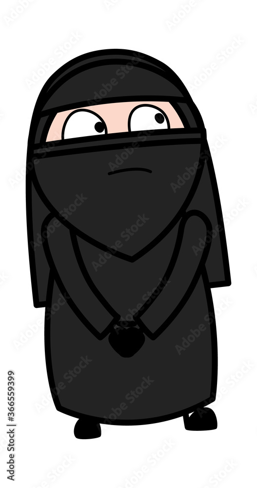 Wall mural Shy Muslim Woman Cartoon