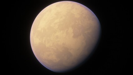 Naklejka premium science fiction wallpaper, cosmic landscape, realistic exoplanet, beautiful alien planet in far space, detailed planet surface 3d render