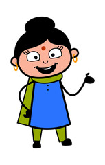 Happy Indian Lady Cartoon Illustration