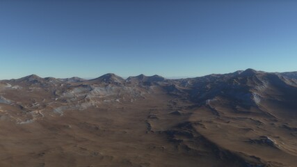 Fototapeta premium science fiction wallpaper, cosmic landscape, realistic exoplanet, beautiful alien planet in far space, detailed planet surface 3d render