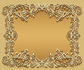 Vector abstract ornamental nature vintage frame.