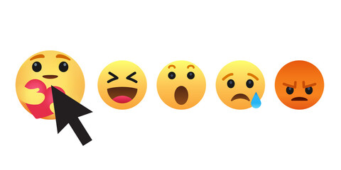 Set of emotion reaction on a white background