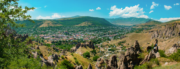 panoramic view of the mountains in the summer