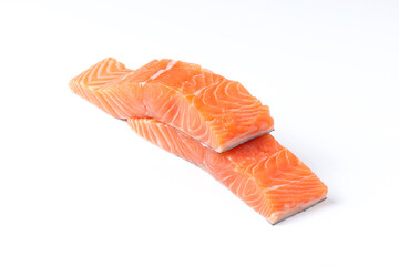 salmon steak red fish on white