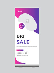 Business Sale Roll Up Banner. X-Stand Sale Banners Template Vector