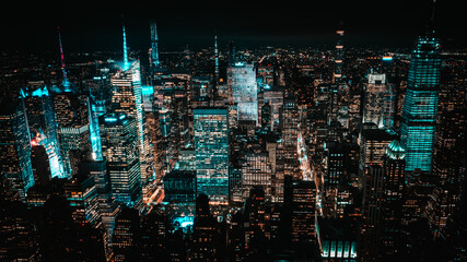 Fototapeta na wymiar Manhattan and Flatiron building by Night Time in New York City