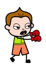 Cartoon Schoolboy Boxing