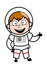 Happy Astronaut Cartoon Illustration