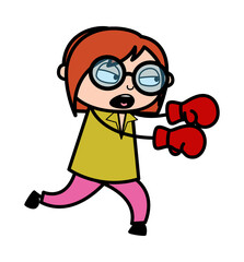 Cartoon Teacher Boxing