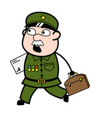 Cartoon Military Man Going to Office
