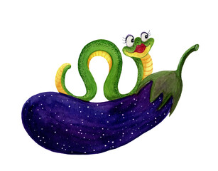 Caterpillar and aubergine