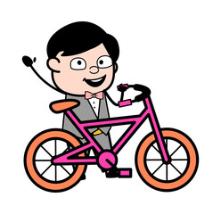 Cartoon Groom with Bicycle
