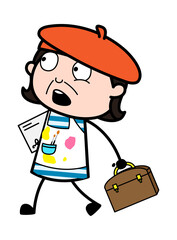 Cartoon Artist Going to Office