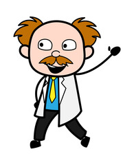 Cartoon Scientist saying Hello