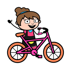 Cartoon Beautician with Bicycle