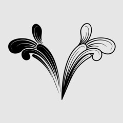 black and white ornament of leaves and flowers