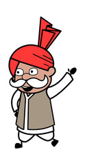 Cartoon Haryanvi Old Man saying Hello