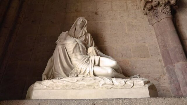 Beautiful sculpture in a church of Maria and Jesus Christ