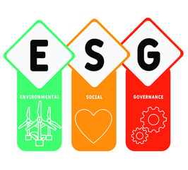 ESG concept of environmental, social and governance vector illustration with icons. Sustainable and ethical business