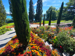 Landschape of the Italian Floral Water Cascade or Italienische Blumen-Wassertreppe (Flower Island...