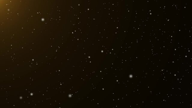 Animation snow in space on black background.