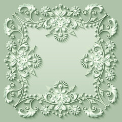 Vector abstract ornamental nature vintage frame.