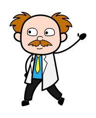 Raised Hand Scientist cartoon