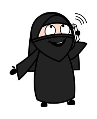 Cartoon Muslim Woman talking on Cell Phone