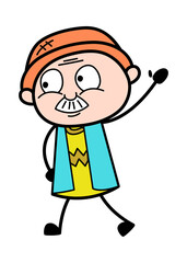 Raised Hand Grandpa cartoon
