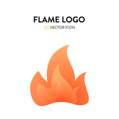 Flame 3D gradient logotype. Modern vector illustration of a bonfire with spurts of flame. Fire icon with beautiful and trendy gradient colors. Flammable sign