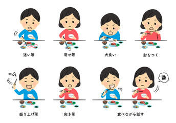 illustration of table manners and kids