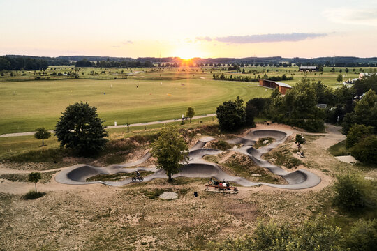 Drone photography: sunset at the pumptrack