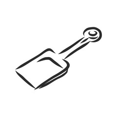 Hand drawn spatula Toy doodle. Sketch children's toy icon. Decoration element. Isolated on white background. Vector illustration. children's toy shovel, vector sketch illustration