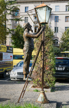 Statue Of Lamplighter In Tbilisi, Georgia