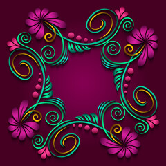 Abstract vector ornamental nature vintage frame.