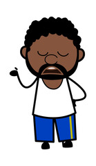 Cartoon African American Man Pensive