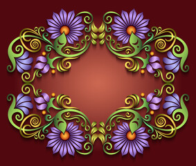 Abstract vector ornamental nature vintage frame.