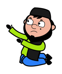 Cartoon Muslim Man Begging
