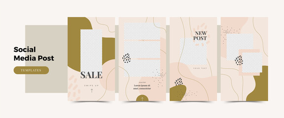 Editable Modern Template. Discount Promo Template for Social Media Post, banner. Elegant sale and discount backgrounds with abstract pattern. Vector cover. Mockup for personal blog or shop.