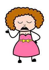Cartoon Young Lady Pensive