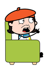 Cartoon Artist sitting on sofa