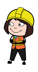 Folded Arms Lady Engineer cartoon