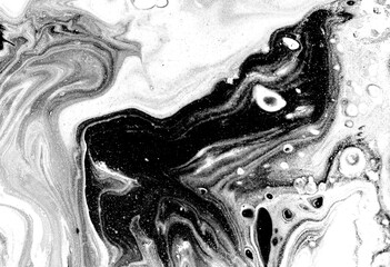 Black and white marbling background. Unique artwork texture. Marble pattern imitation. Stock illustration.