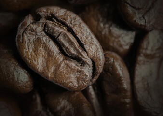Macro coffee beans texture background