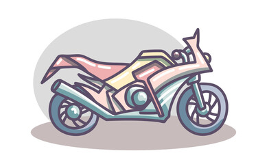 Hand drawn vector motorcycle. Cute doodle isolated on white background.