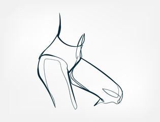 body girl figure line one art isolated vector illustration