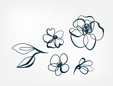 flower line one art isolated vector illustration