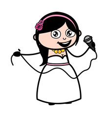 Cartoon Bride holding Mic