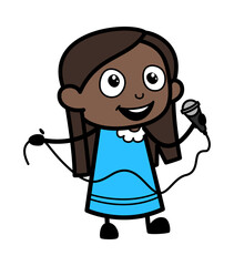 Cartoon Black Girl holding Mic