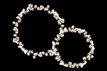 Cotton bolls round frames. Card elements, print decoration on contrast background